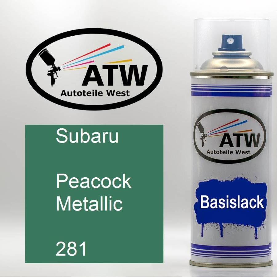 Subaru, Peacock Metallic, 281: 400ml Sprühdose, von ATW Autoteile West.
